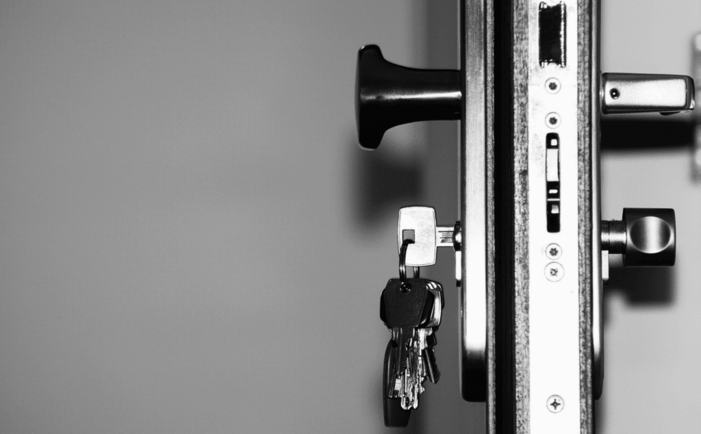This image of a door latch and keys highlights the access management topic of our cybersecurity discussion.