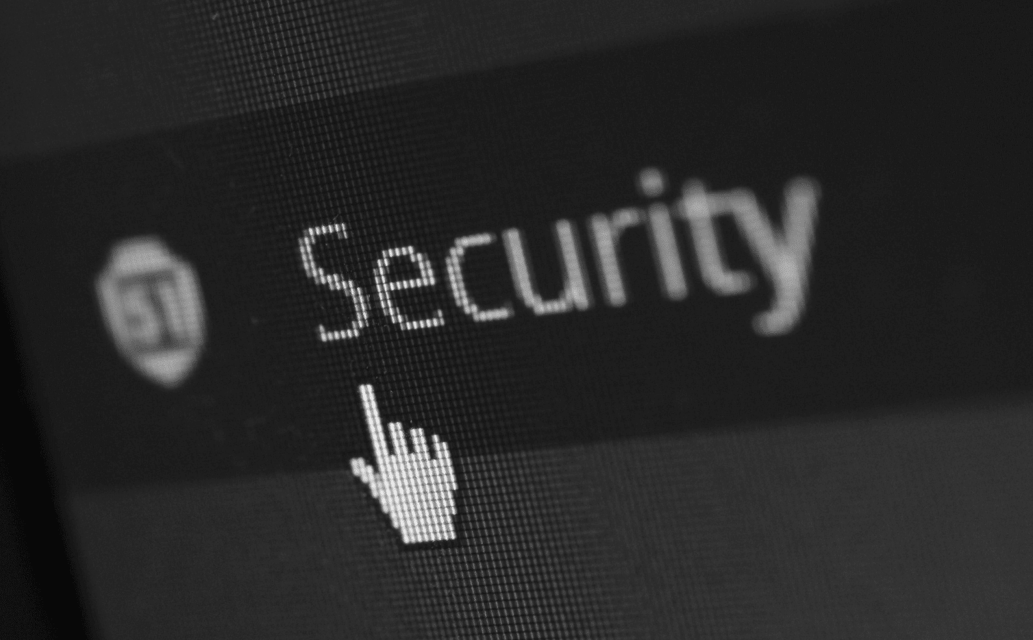 This image of a cursor moving over the word "security" on a browser highlights this topic's domain cybersecurity discussion.