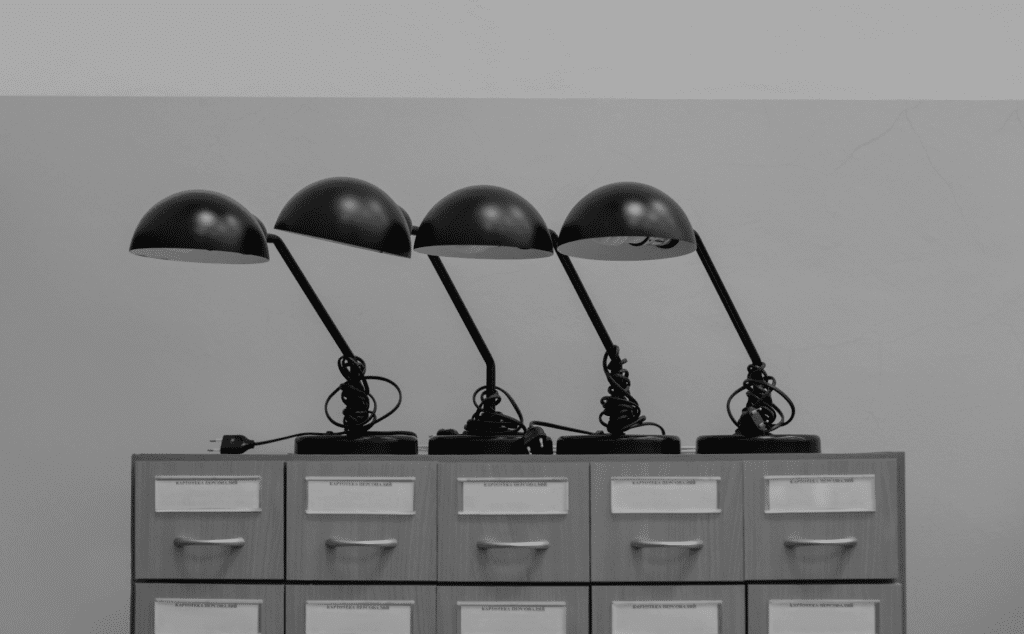 This image of orderly lamps and filing cabinets highlights the rigorous and discipline of effective cybersecurity checklists.
