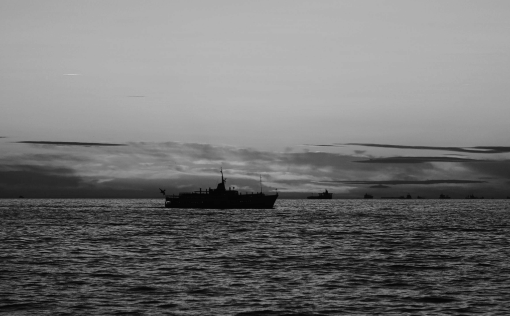 This image of a naval defence vessel at sea highlights this post's topic: phishing.