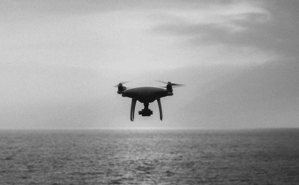 This image of a drone at sea illustrates the importance of staying vigilant across all threat channels, getting to the core of this blog's topic: building a complete domain strategy.