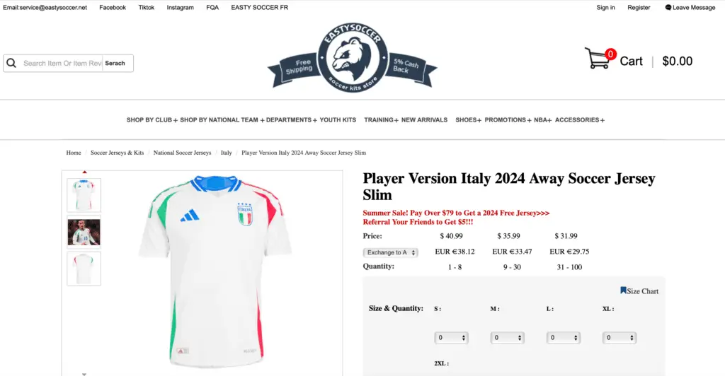 This screenshot of a fake shop listing demonstrates our discussion topic: the financial aspect of online scams and brand protection at Euro 2024.