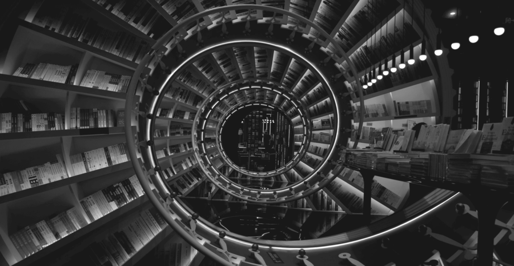 This image of a spiral staircase in a shop in Shenzhen illustrates our discussion topic: Sophia Lee's guide to 11 11, and the risks, rewards, opportunities, and nuances therein.