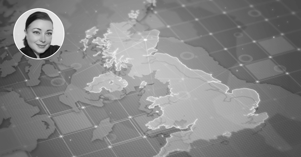 This digital map of the UK, with an image of our new UK and International colleague Lisa Deegan, highlights our discussion topic: How to protect your organization from a cyberattack in the UK and beyond.