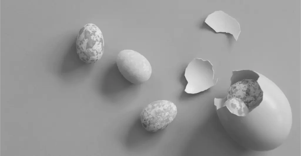 This image of cracked Easter eggs illustrates our discussion topic: Easter scams, and how to find the brand protection golden egg.