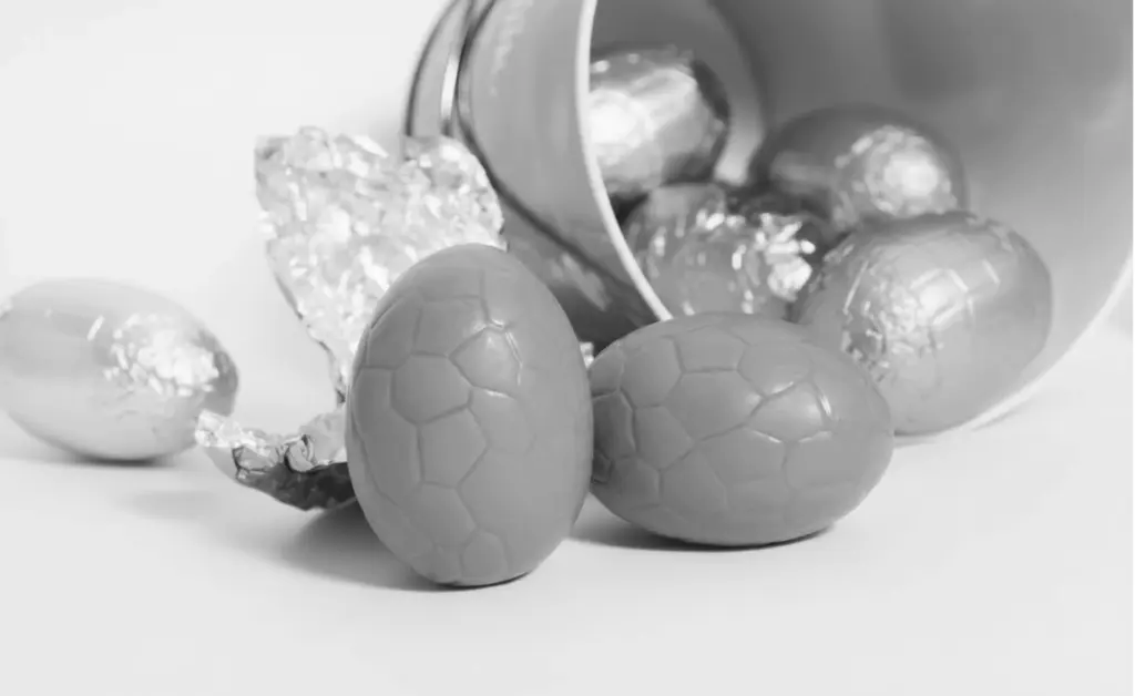 This image of chocolate Easter eggs illustrates our discussion topic: Easter scams, and how to find the brand protection golden egg.