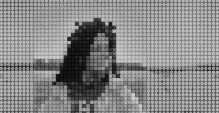 This image of a pixellated face illustrates our discussion topic about fake identity websites.
