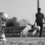 This image of the world cup trophy on a pitch nexxt to a football illustrates our topic about the World Cup, the infringements and online brand issues there, and how to fight back.