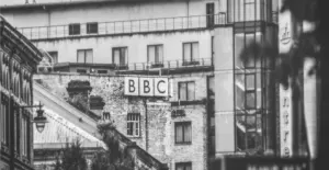 This image of a BBC office illustrates our discussion topic about a recent BBC Watch Dog Report on The One Show about fraudulent online shops claiming to be based in the UK.